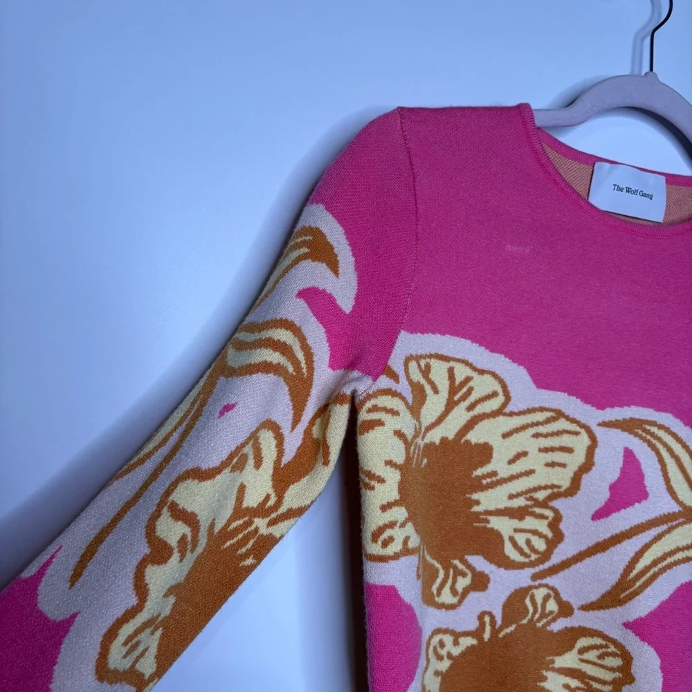 The Wolf Gang Hibiscus Long Sleeve Knit Sweater Top Size Small